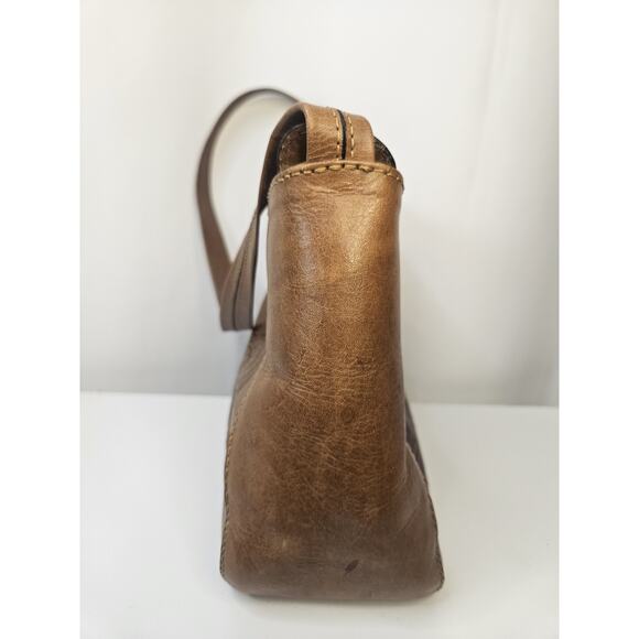 Vintage Brown Leather Tooled Floral Purse - Flap Snap Closure Rugero Horse Roses - Picture 6 of 16